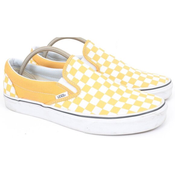 Vans Other - Vans Classic Slip-On Yellow Checkerboard Shoe Canvas Slip-on Sneakers Mens 10.5